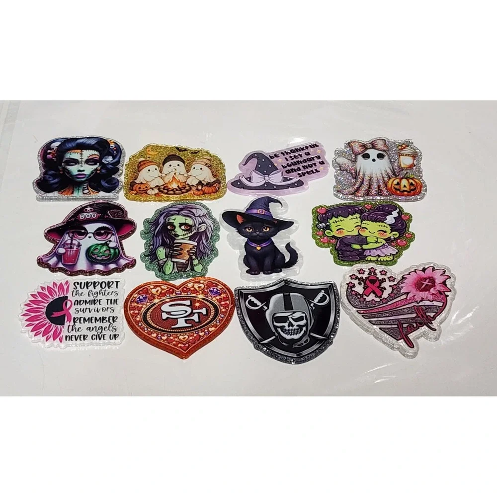 New Inventory Flatbacks Flats Halloween Fall Glitterbacks Badge Crafts Horror